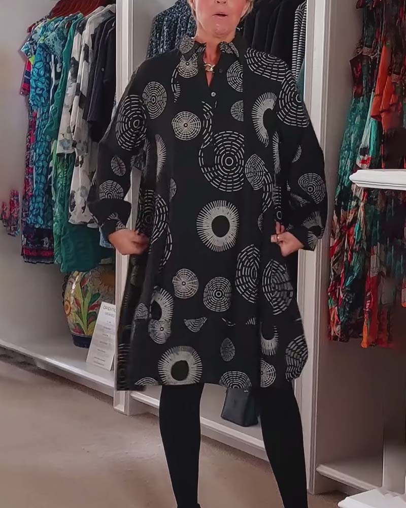 Vestito Casual Stampa Geometrica Stile Moderno