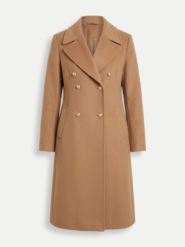 Cappotto Lungo Donna Doppiopetto con Revers