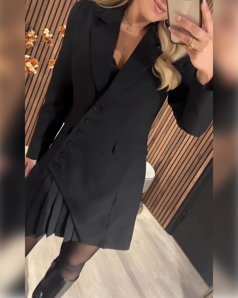 Abito Corto Camicia con Collo e Design a Maniche Lunghe