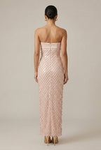 Abito Maxi Donna con Paillettes e Scollo a Cuore