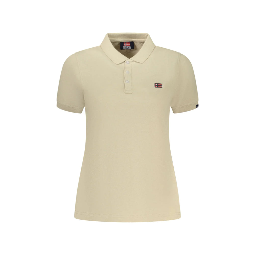 Polo Donna Beige in Cotone con Logo Ricamato
