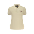 Polo Donna Beige in Cotone con Logo Ricamato