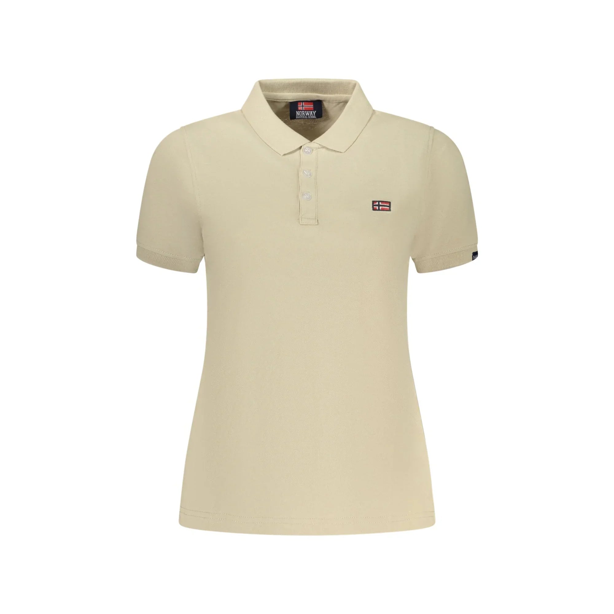 Polo Donna Beige in Cotone con Logo Ricamato