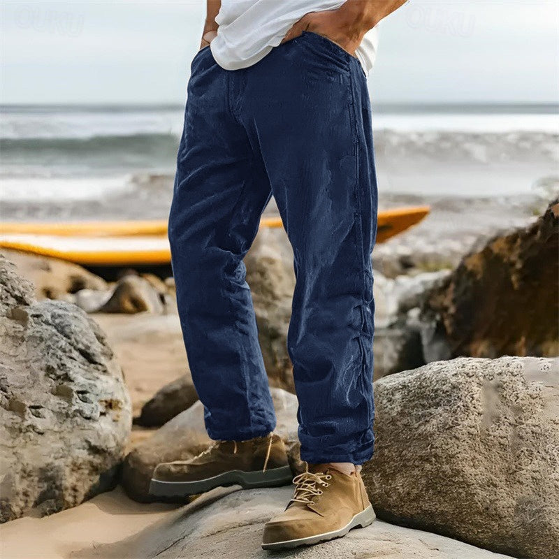 Pantalones de hombre de pana - pierna recta, elegantes e informales