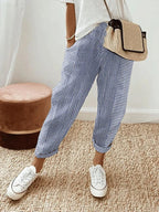 Pantaloni a Righe Donna Silhouette Larga Comfort Estivo