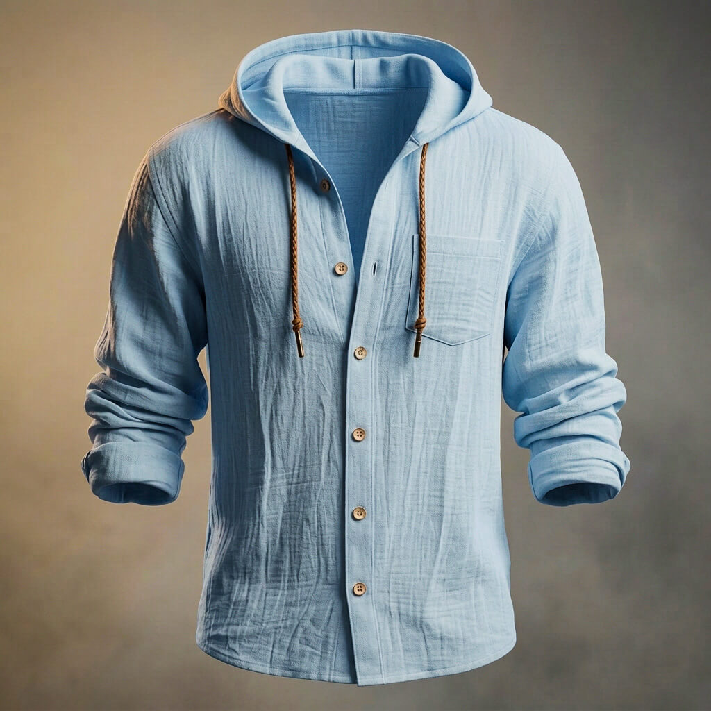 Giacca Uomo con Cappuccio in Cotone Peruviano e Lino