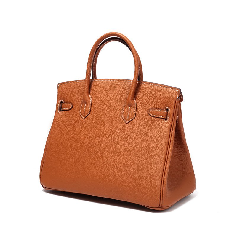 Borsa a Mano Donna in Vera Pelle Cognac