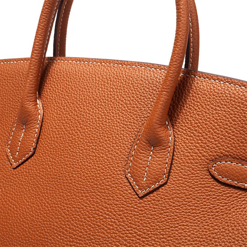 Borsa a Mano Donna in Vera Pelle Cognac