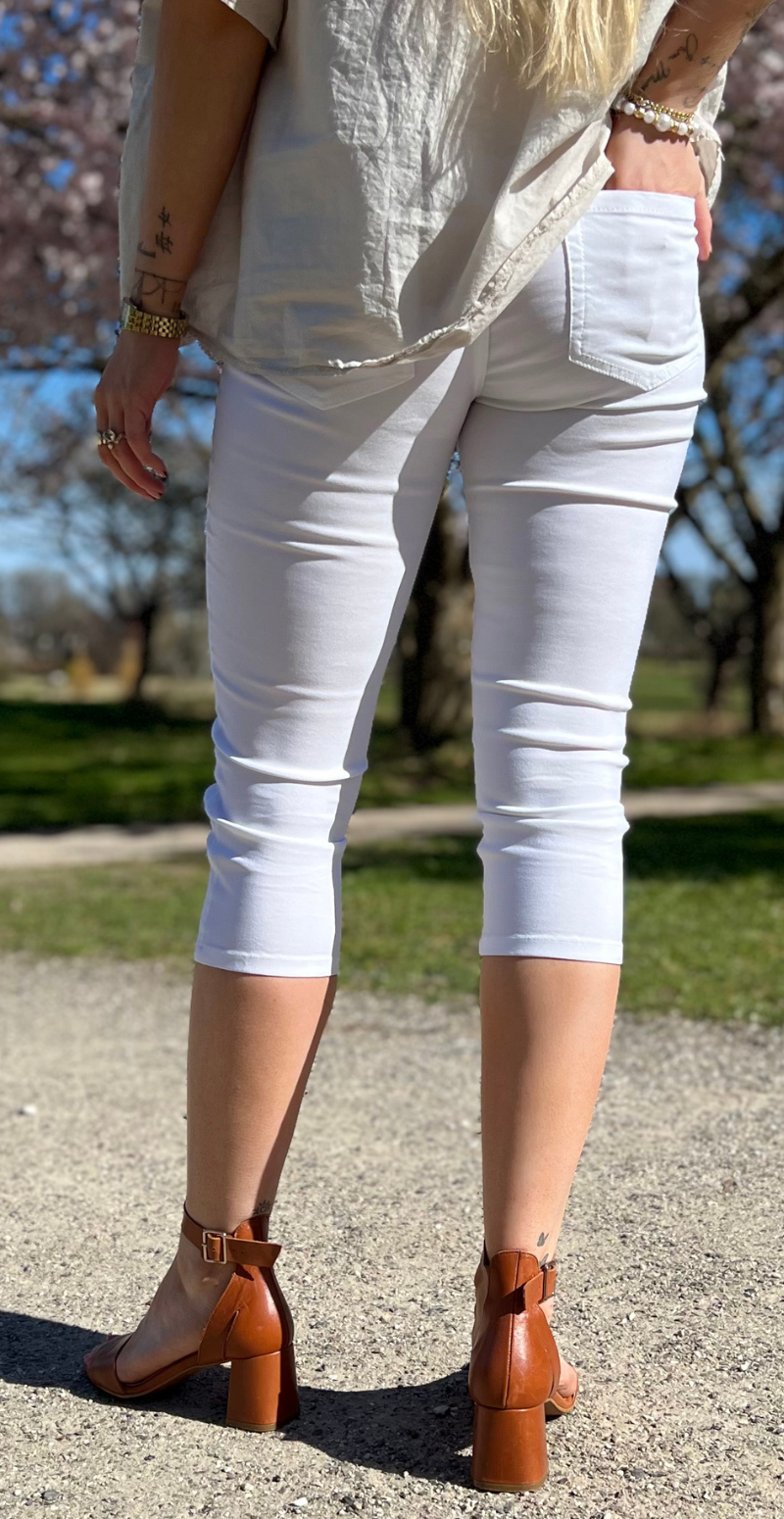 Pantaloni Capri con Ampia Elastico e Morbido Tessuto Stretch