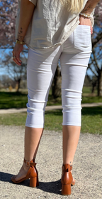 Pantaloni Capri con Ampia Elastico e Morbido Tessuto Stretch