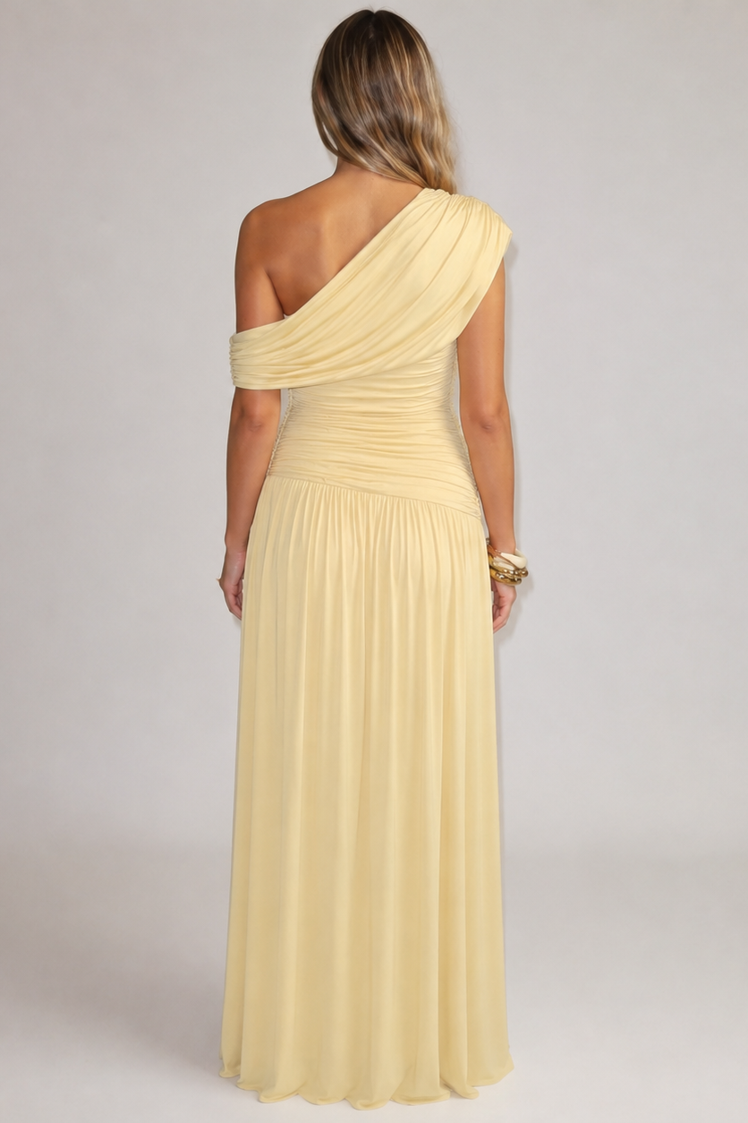 Robe de grossesse maxi à col asymétrique