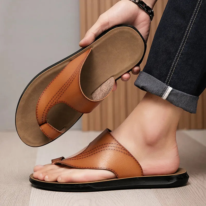Sandali Uomo Slip-On con Cuciture a Contrasto