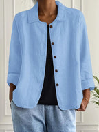 Cardigan Leggero Donna con Bottoni e Colletto Classico