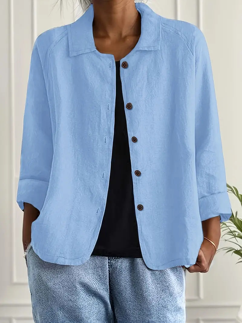 Cardigan Leggero Donna con Bottoni e Colletto Classico