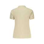 Polo Donna Beige in Cotone con Logo Ricamato