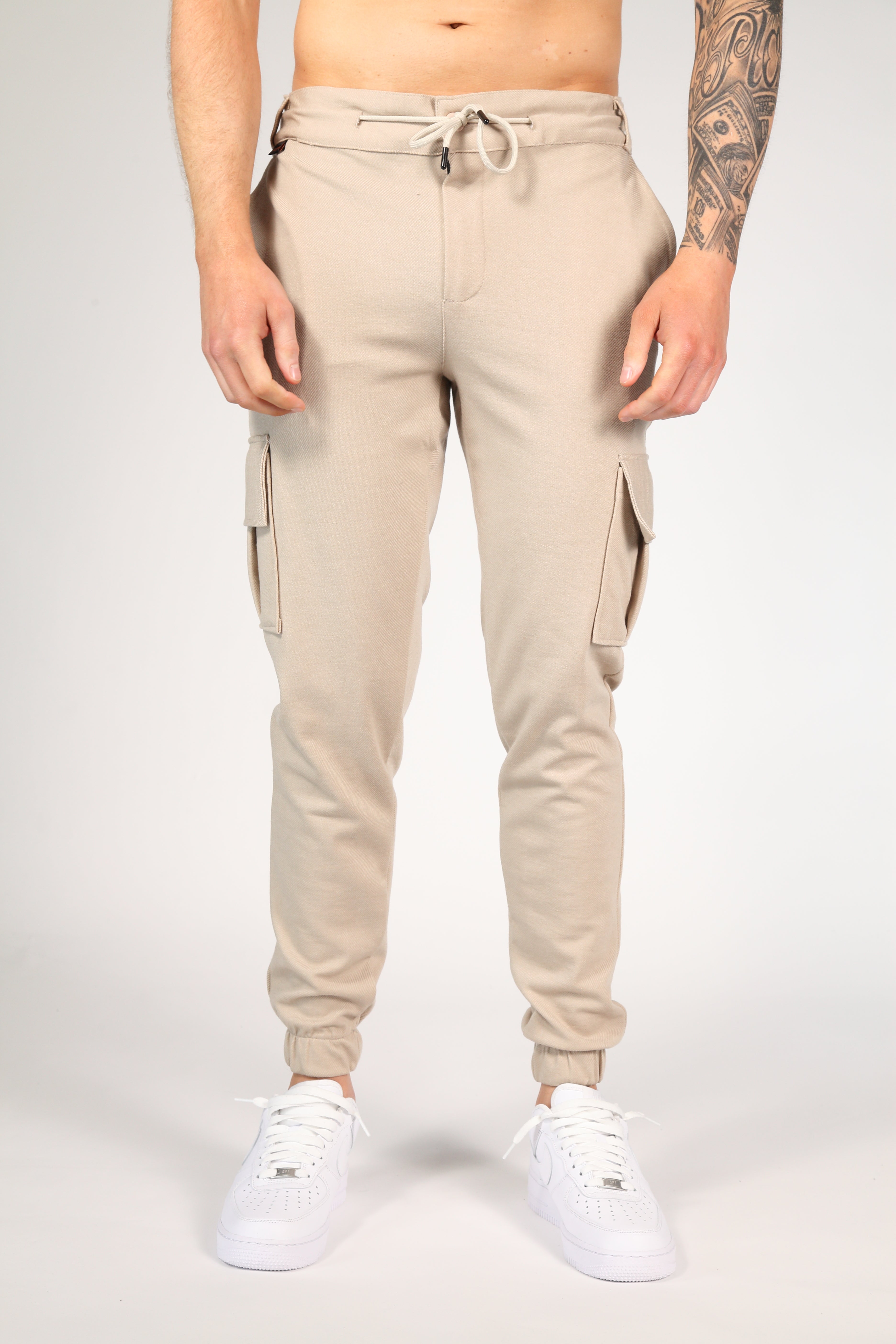Pantaloni Cargo in Cotone con Stretch e Tasche Funzionali