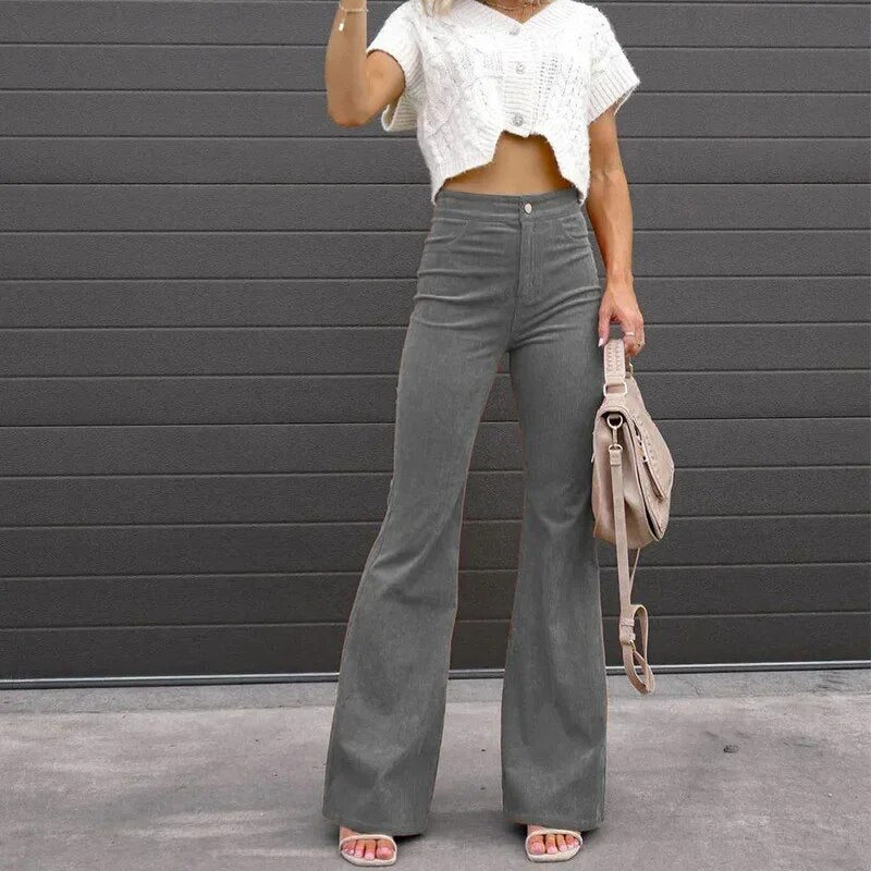Pantalon élégant pour femme à taille haute – jambe large et coupe raffinée