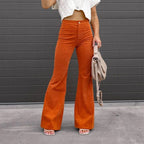 Pantalones elegantes de mujer de cintura alta - pierna ancha y ajuste refinado