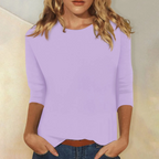Blusa Donna Casual con Scollo Rotondo e Maniche a Tre Quarti – Vestibilità Morbida ed Elegante