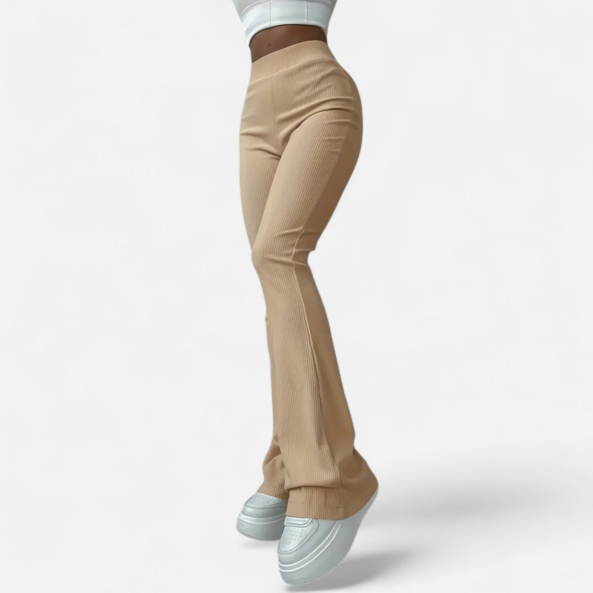 Leggings pour femme Valmonti taille haute - coupe slim élégante côtelée