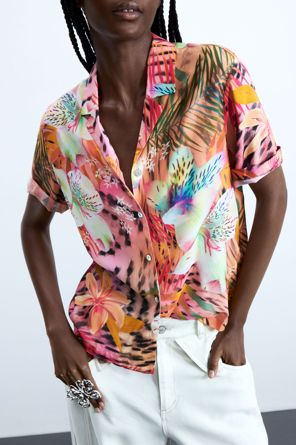 Blouse femme orange à manches courtes