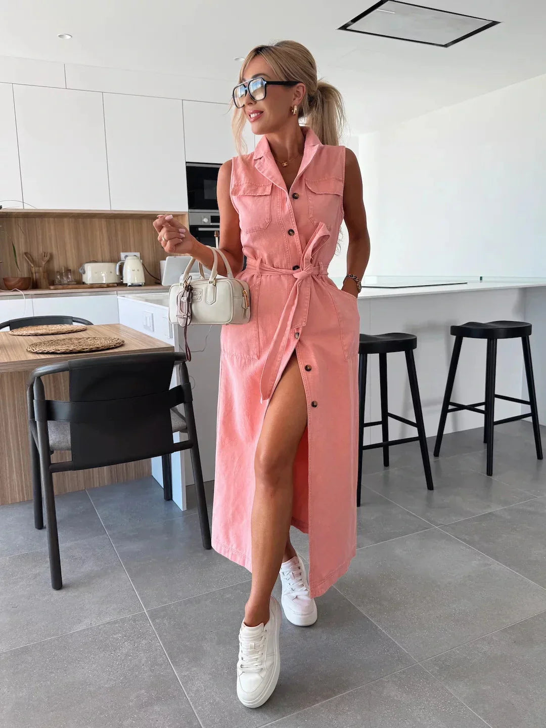 Abito Isabelle in Denim con Chiusura a Bottoni