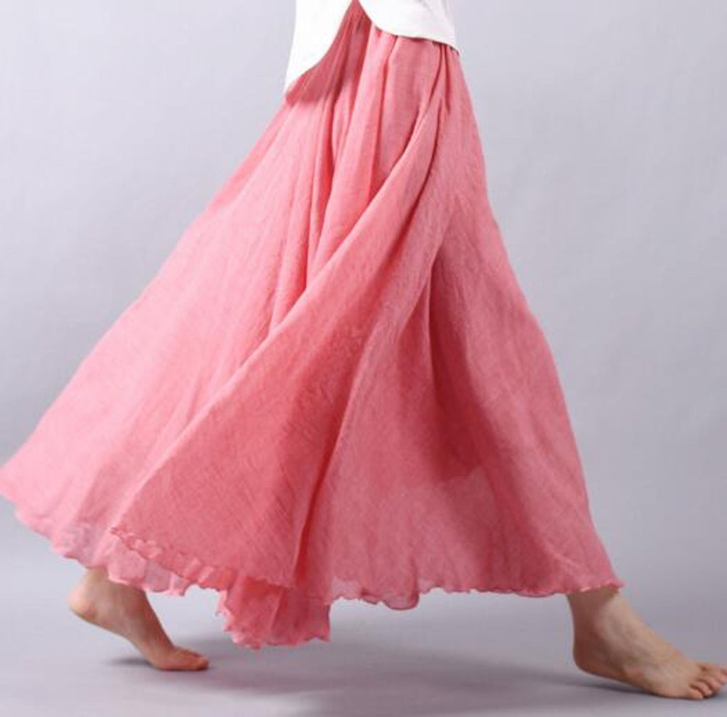 Gonna Maxi Donna Fluida a Linea A con Vita Elasticizzata