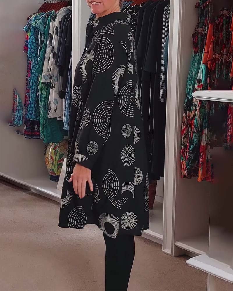 Vestito Casual Stampa Geometrica Stile Moderno