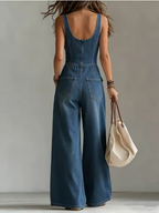 Tuta in Denim con Bottoni e Tasche ANFINITE Corinna