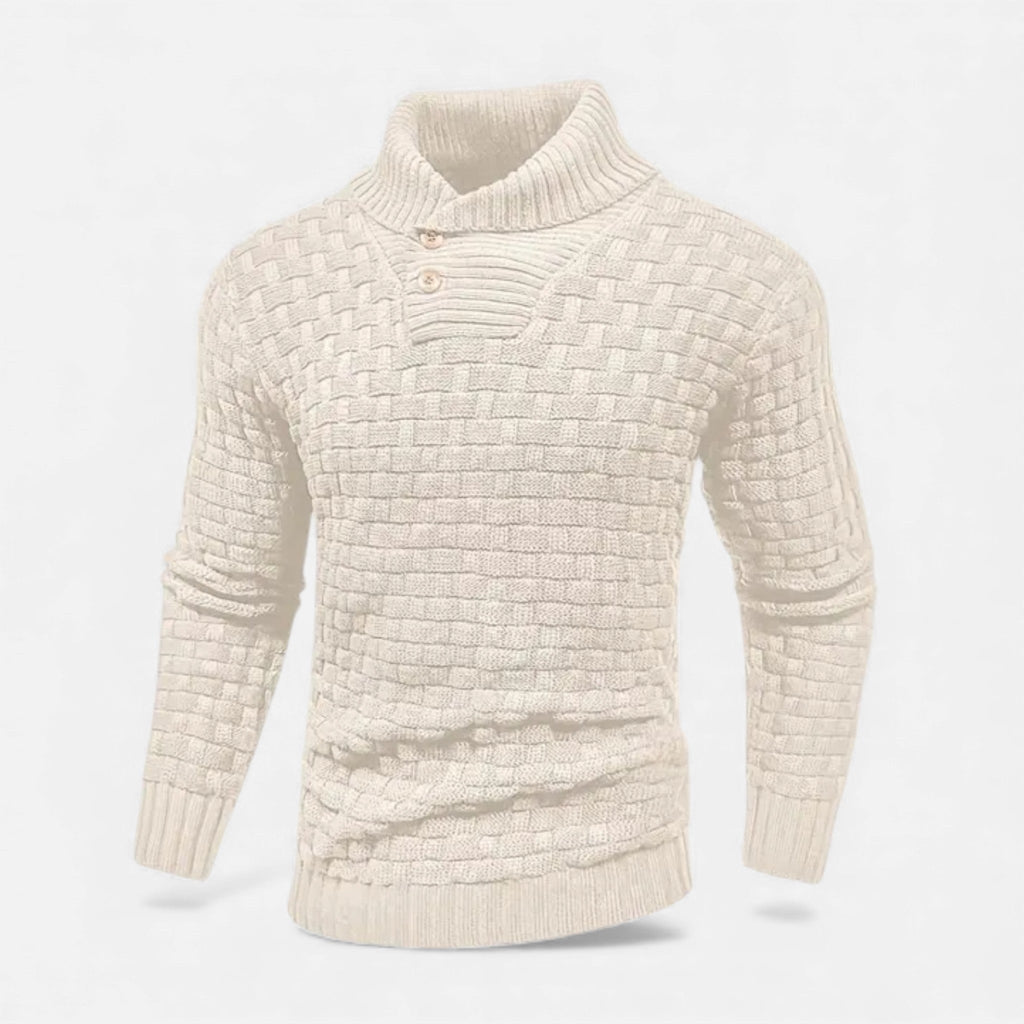 Dolcevita Uomo Slim Fit in Maglia con Dettaglio Bottoni