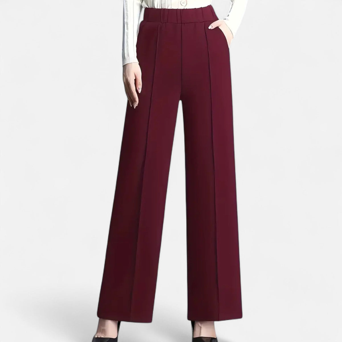 Pantalon femme taille haute et jambe droite – élégant, extensible et confortable