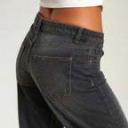 Jeans de mujer de tiro bajo y pierna ancha – Vaqueros holgados, informales y modernos