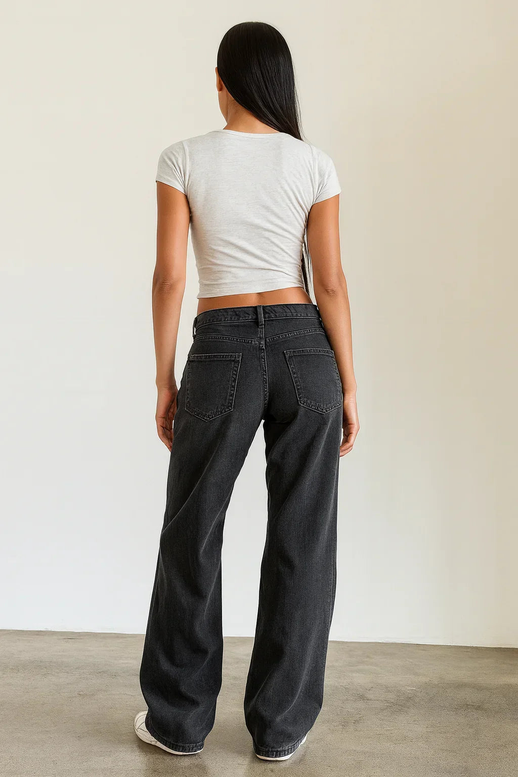 Jean femme taille basse et jambes larges - Denim baggy décontracté et moderne