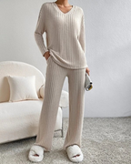 Completo Lounge Donna a Coste con Scollo a V