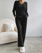 Completo Lounge Donna a Coste con Scollo a V