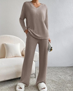 Completo Lounge Donna a Coste con Scollo a V