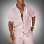 Conjunto completo de dos piezas para hombre de lino con camisa y pantalón