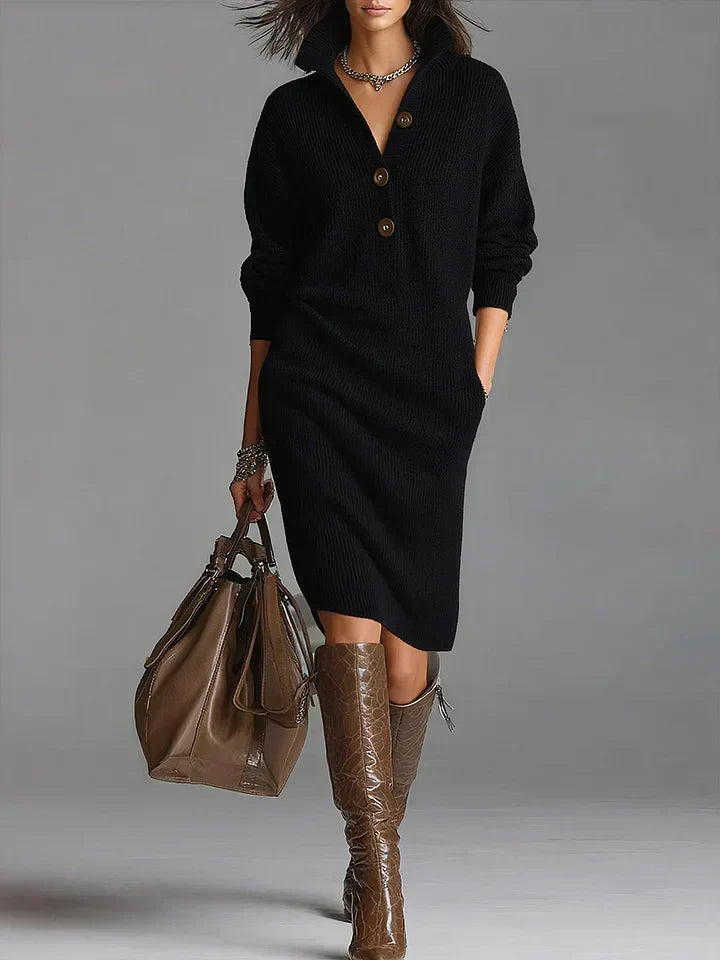 Abito Midi Donna a Costine con Bottoni ANFINITE