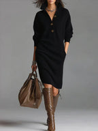 Abito Midi Donna a Costine con Bottoni ANFINITE