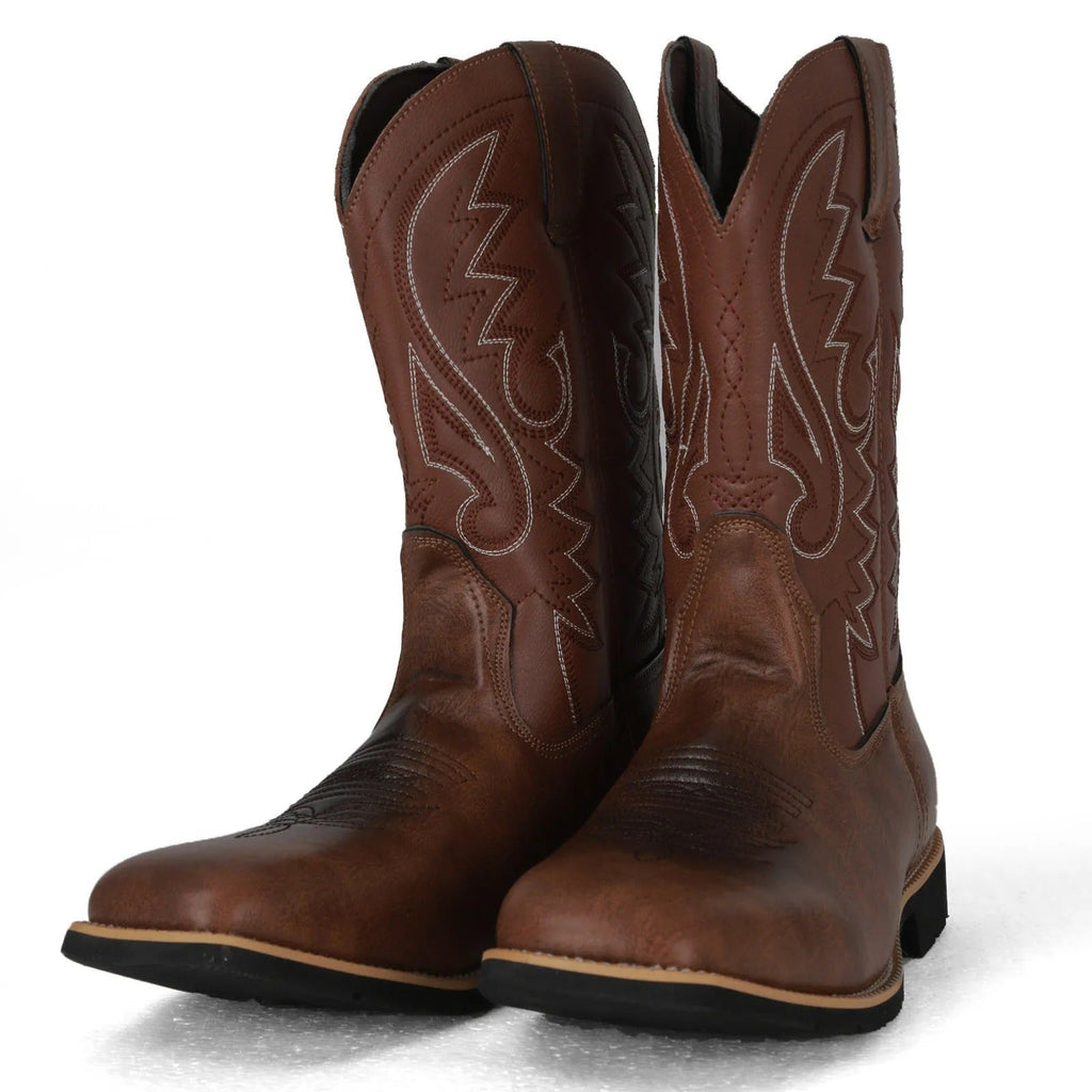 Botas cowboy para mujer con bordados western - botas texanas de media caña con tacón bajo