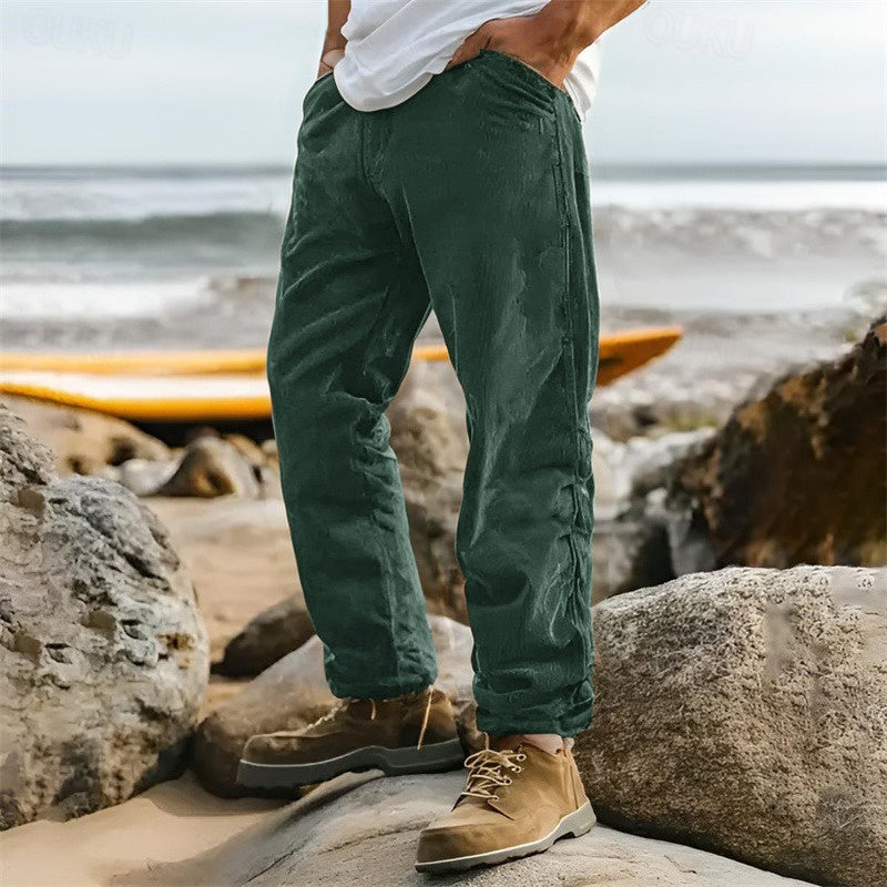 Pantalones de hombre de pana - pierna recta, elegantes e informales