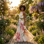 Robe maxi dos nu pour femme avec imprimé asymétrique