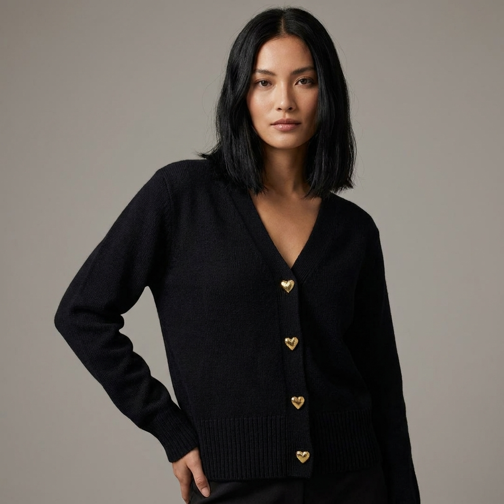 Cardigan Donna in Maglia con Scollo a V e Bottoni – Eleganza Casual per l'Autunno