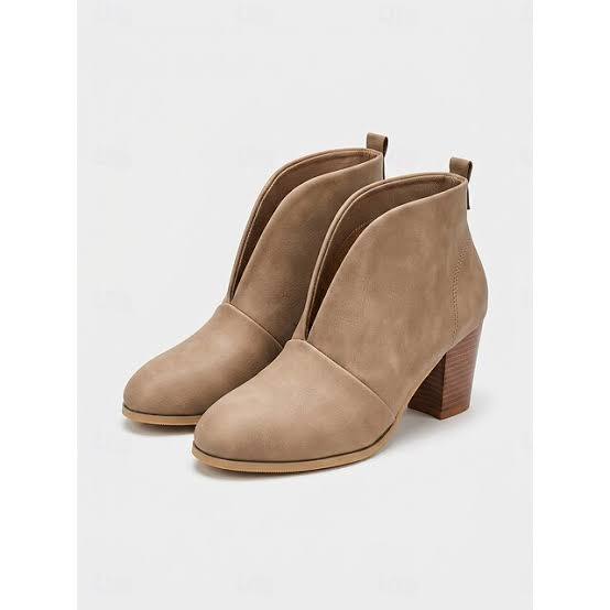 Botines de mujer sin cordones con escote en V