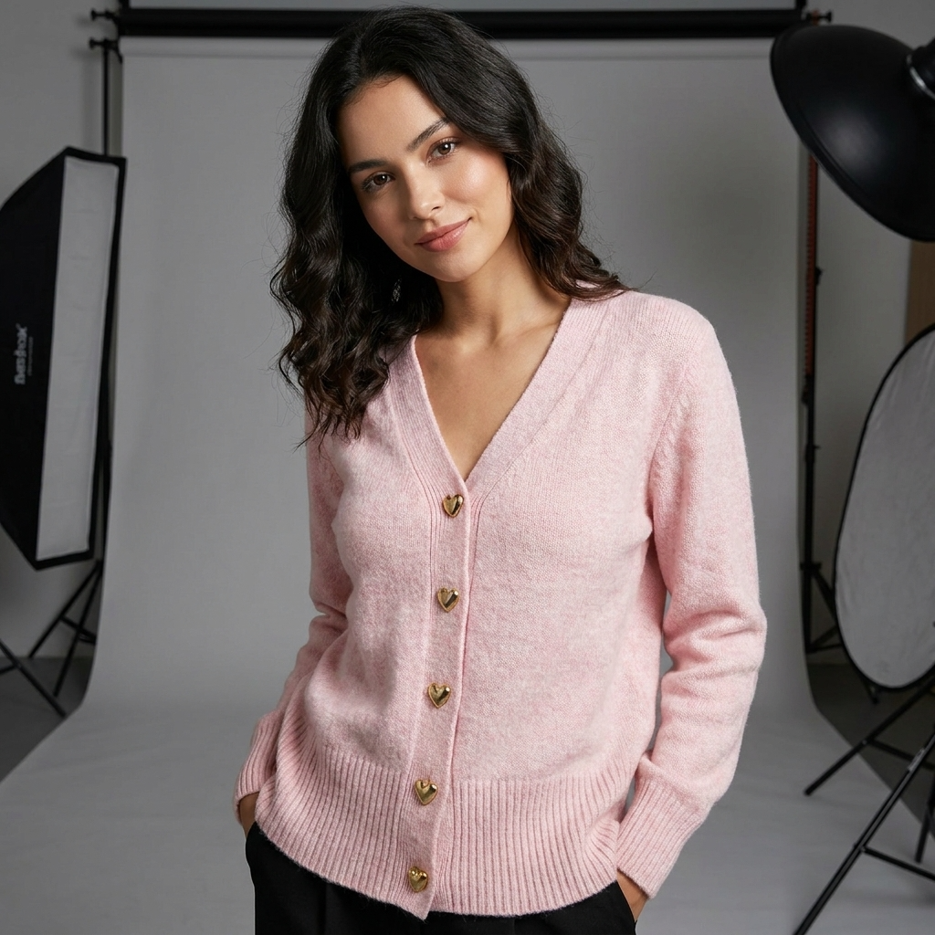 Cardigan Donna in Maglia con Scollo a V e Bottoni – Eleganza Casual per l'Autunno