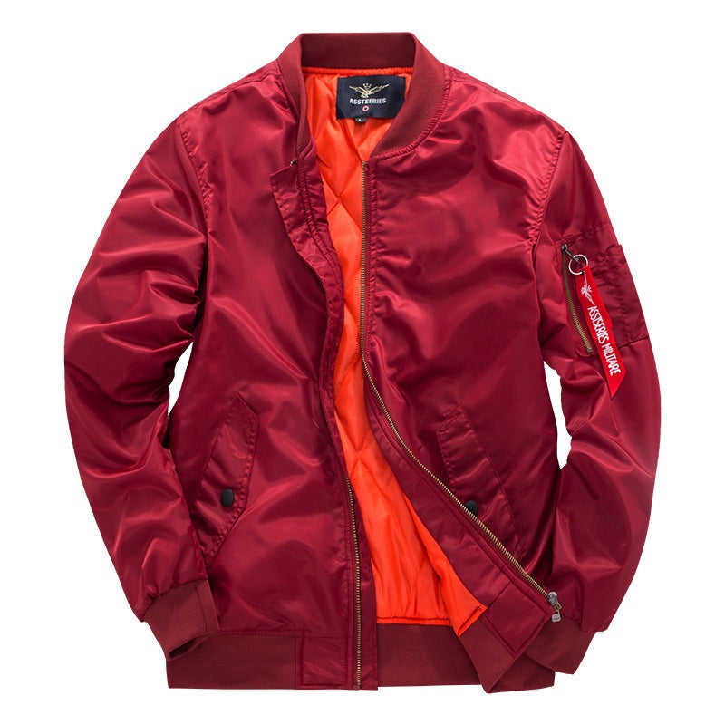 Chaqueta bomber ligera para hombre con cremallera y bordes de canalé