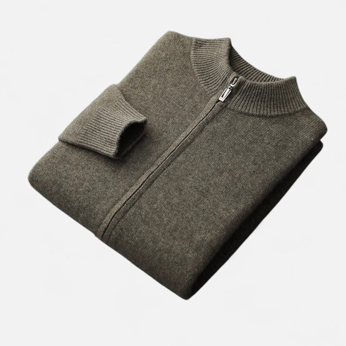 Cardigan Uomo in 100% Lana Merino con Zip e Collo Alto