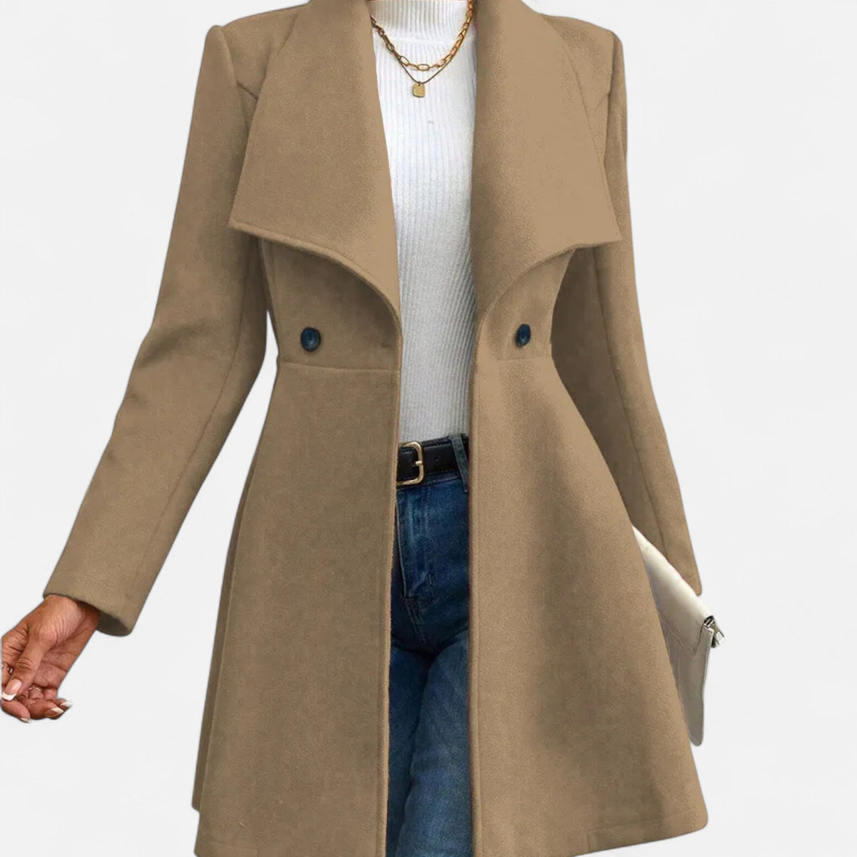 Cappotto Invernale Donna in Misto Lana con Revers
