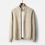 Cardigan Uomo in 100% Lana Merino con Zip e Collo Alto