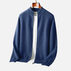 Cardigan Uomo in 100% Lana Merino con Zip e Collo Alto